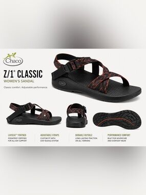 Chaco Womens Z/1 Classic Sandals Navy  Orange Adjustable Outdoor Hiking Size 10